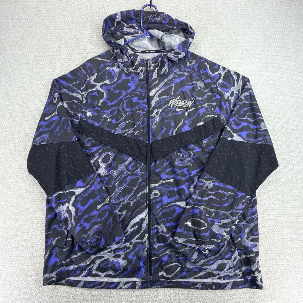 Nike Windrunner Wild Run Jacket Mens XL Ani Camo Blue Reflective DA0184-430